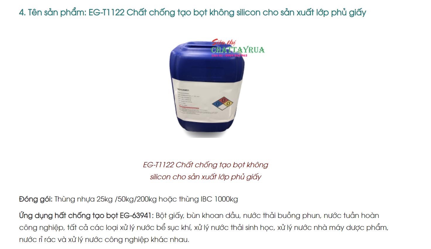 EG-T1122 Chất chống tạo bọt không silicon cho sản xuất lớp phủ giấy